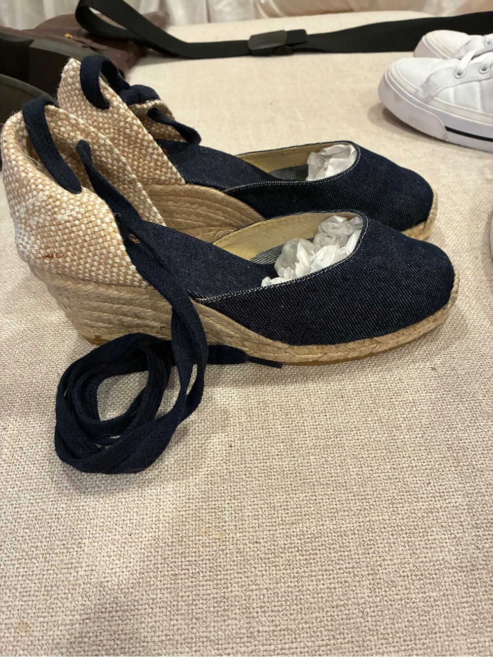 Sz 38 Castaner navy denim wedge sandals espadrilles - Picture 8 of 10